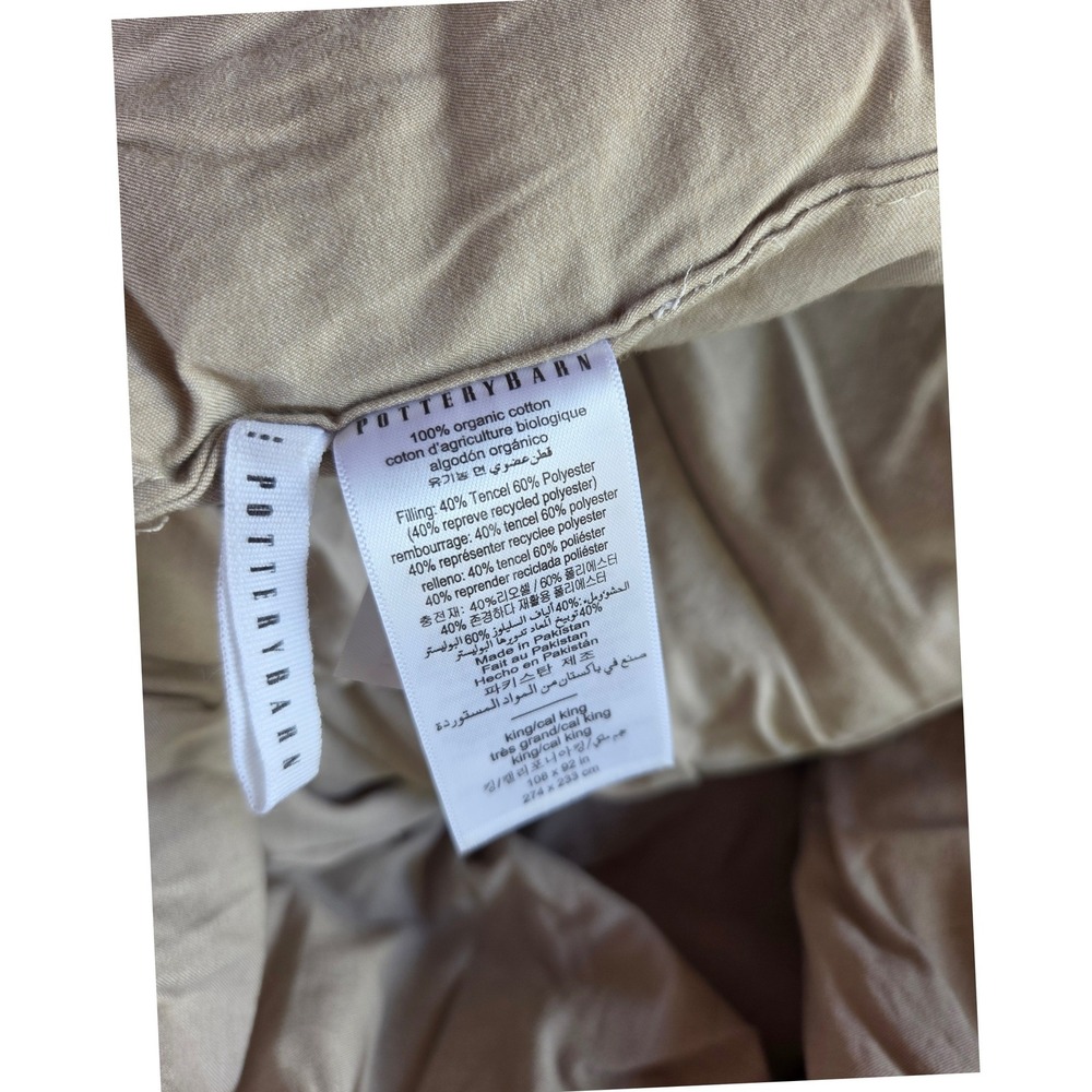 Pottery Barn Dream Quilted Comforter King Cal King Flax Organic Cotton 4317104